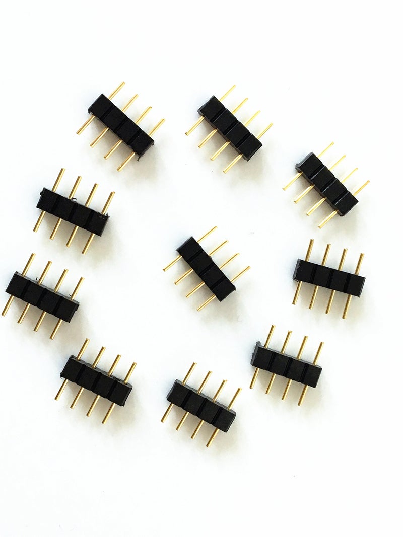 HUALAND 2 pcs Black 4 Pins LED Splitter Cable LED Strip Connector 4 Way Splitter Y Splitter for One to Four RGB 5050 3528 LED Light Strips with 10x Male 4 Pin Plugs -30cm/11.81inch Long - Image 3